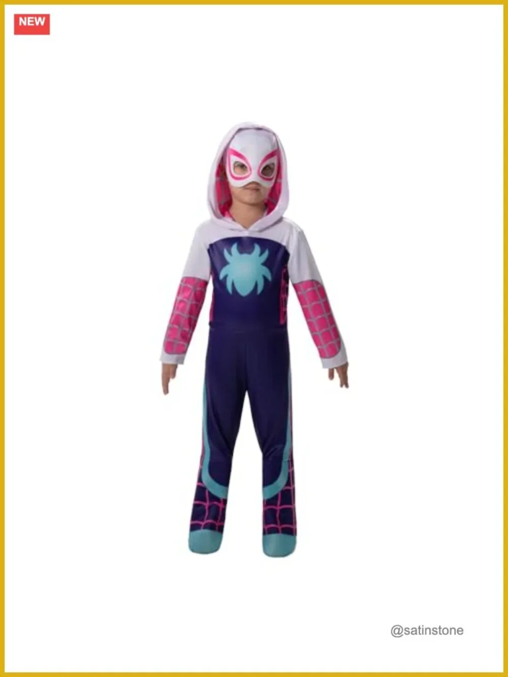 Marvel Toddler Ghost-Spider Costume, Padded Jumpsuit & Mask, Halloween 3T-4T